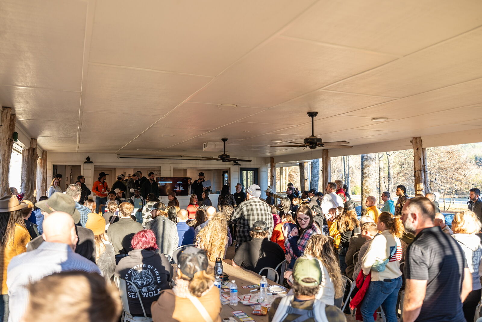 Crowded audience at a farm event