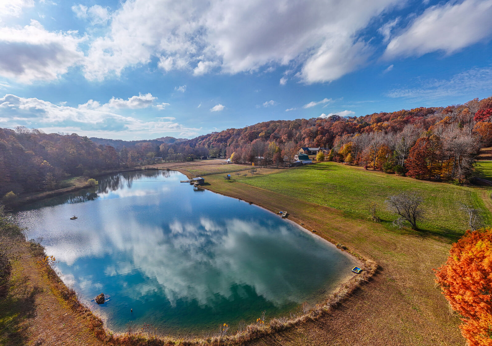 Private lake at Ten Talents Farm