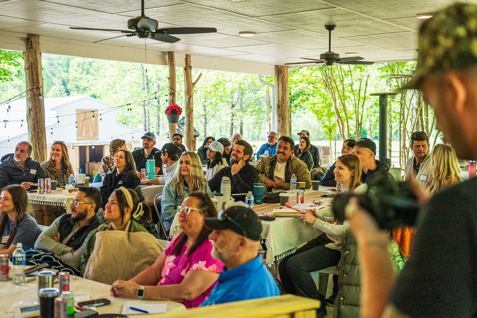 Couples gathered in the pavilion