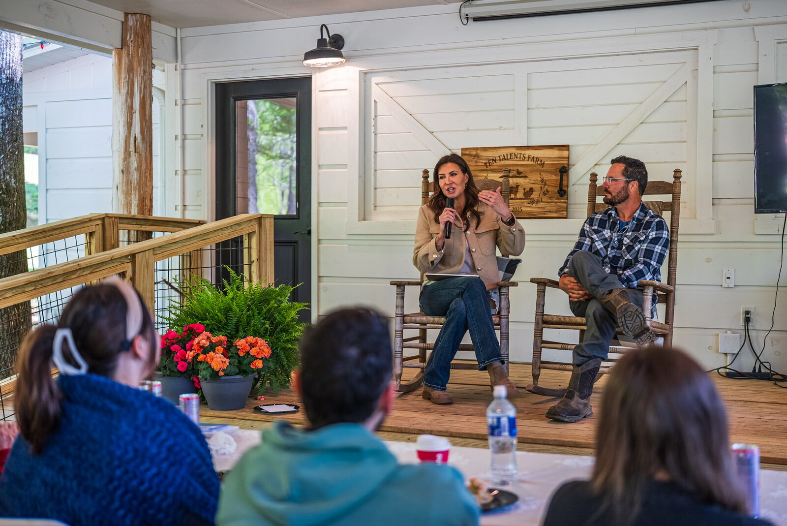 Hosts leading a session at the retreat